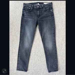 Rag Bone Cate Mid Rise Skinny Ankle Cropped Jean Black Opal Wash Womens 30